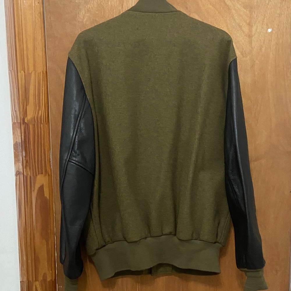 Schott nyc Olive Green and Black Men's  vintage Varsity Jacket - Picture 8 of 16